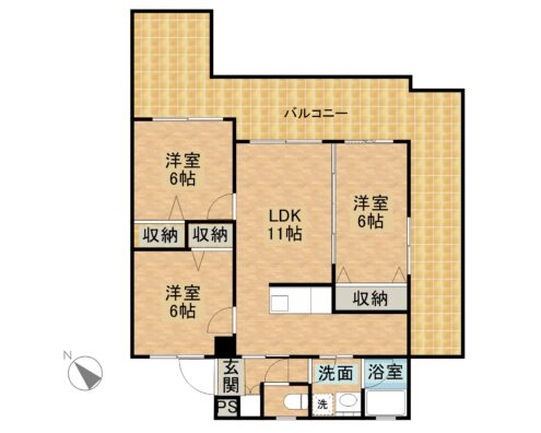 サザンベルⅡ 407 間取り図