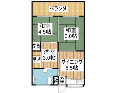 翁長マンション 2-202 間取り図